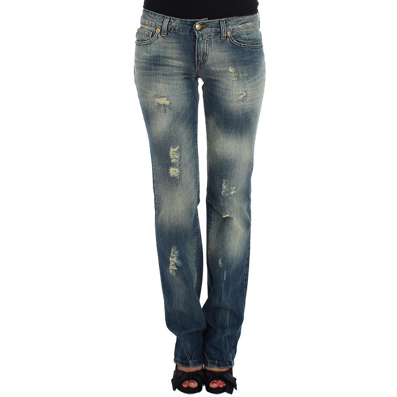 Blue Cotton Low Waist Jeans