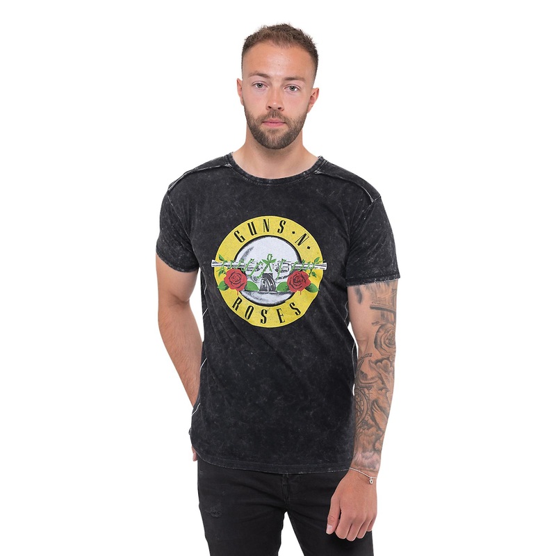 Guns N Roses Classic Band Logo Snow Wash T Shirt