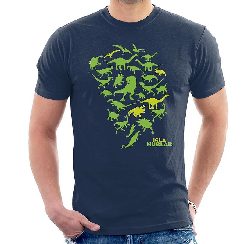 Jurassic Park Isla Nublar Green Dinosaur Silhouettes Men’s T-Shirt
