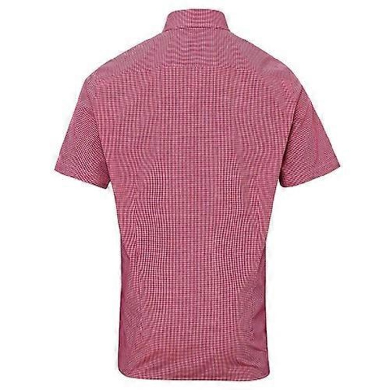 Premier Mens Micro Gingham Check Cotton Short-Sleeved Shirt