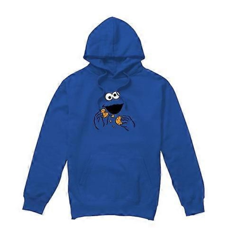 Sesame Street Unisex Adult Om Nom Cookie Monster Face Hoodie