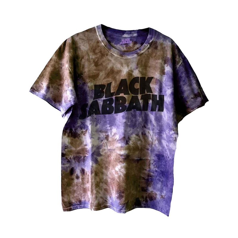 Black Sabbath Wavy Band Logo Dye Wash T Shirt