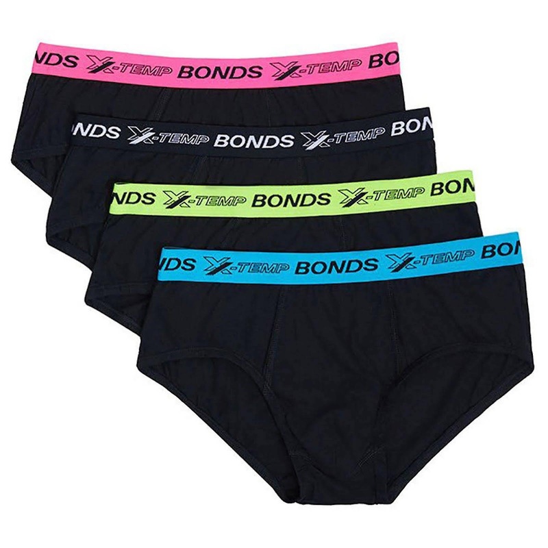 Bonds 4 Pack X-temp Briefs Mens Cotton Sports Undies Underwear Black Mxeg4a