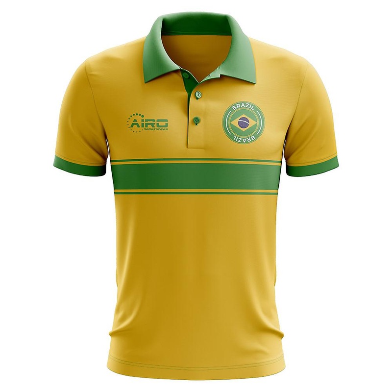Brazil Concept Stripe Polo Shirt (Yellow) – Kids