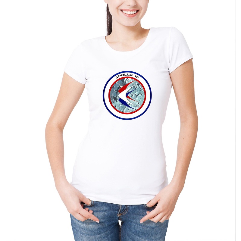 Reality Glitch Nasa Apollo 15 Mission Crew Badge Logo Womens T-shirt