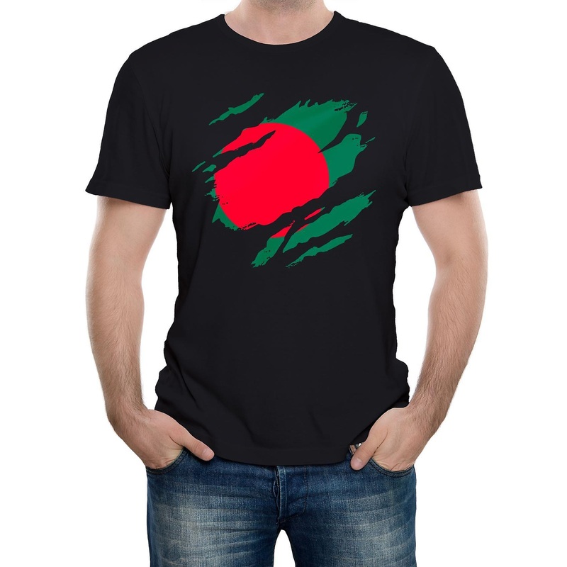 Reality Glitch Torn Bangladesh Flag Mens T-shirt