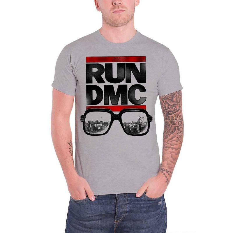Run DMC Glasses NYC Official Mens New Grey T Shirt