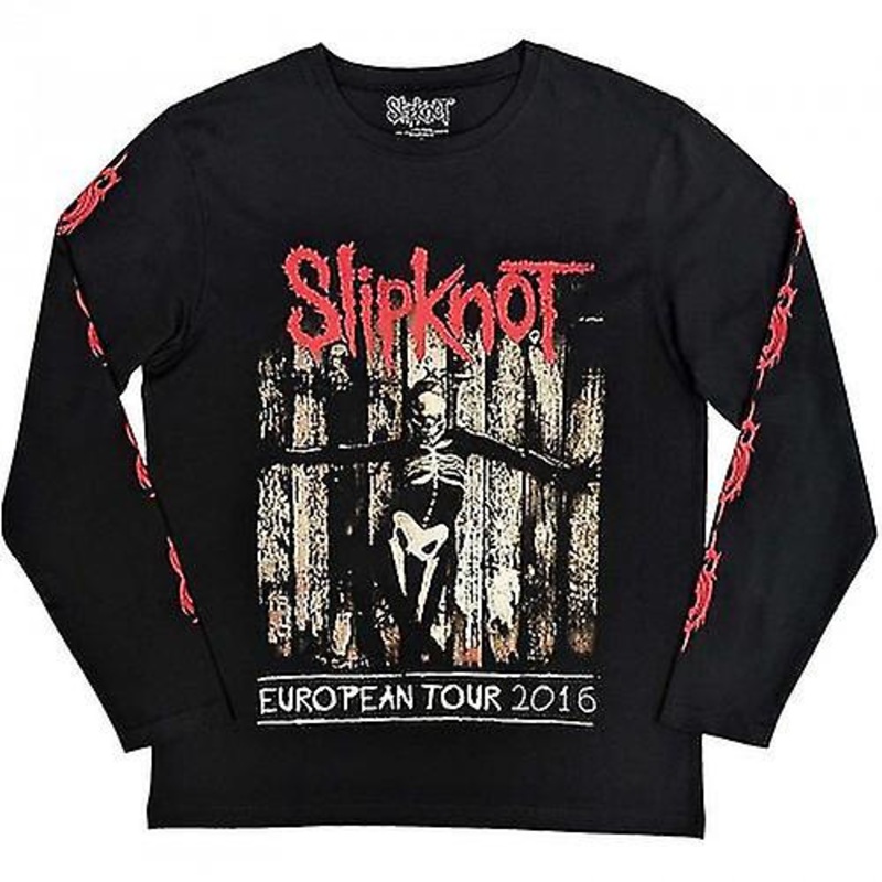 Slipknot Unisex Adult Skeleton Flag Back & Sleeve Print Long-Sleeved T-Shirt