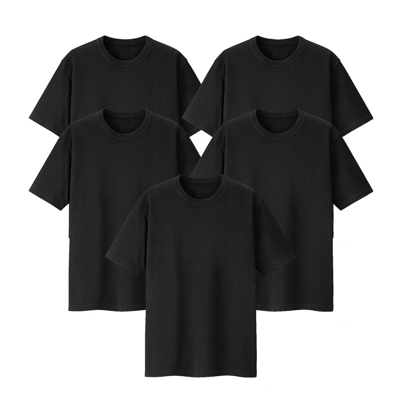 Bonds 5 Packs Crew Neck Raglan Blank Plain Basic Mens Black Tshirt Tee Top M9372w