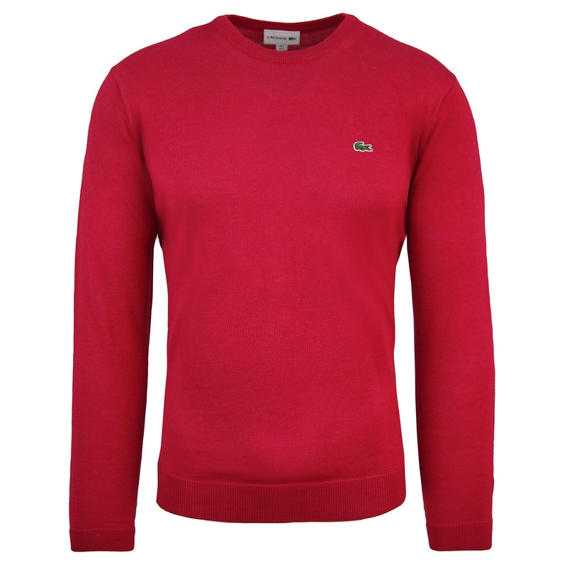 Lacoste Long Sleeve Mens Pink Pullover Round Neck Jumper AH3021 WS3