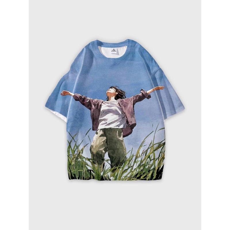 T-Shirt Short Sleeve Round Neck, Summer Casual Loose Graphic Tee, Unisex Pattern W161