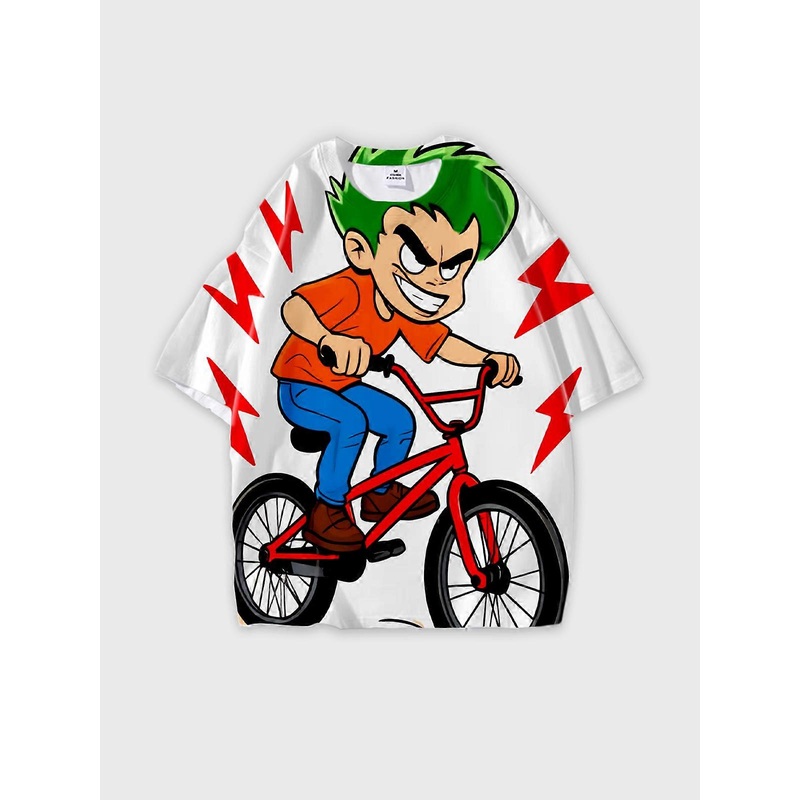 T-Shirt Short Sleeve Round Neck, Summer Casual Loose Graphic Tee, Unisex Pattern W2435