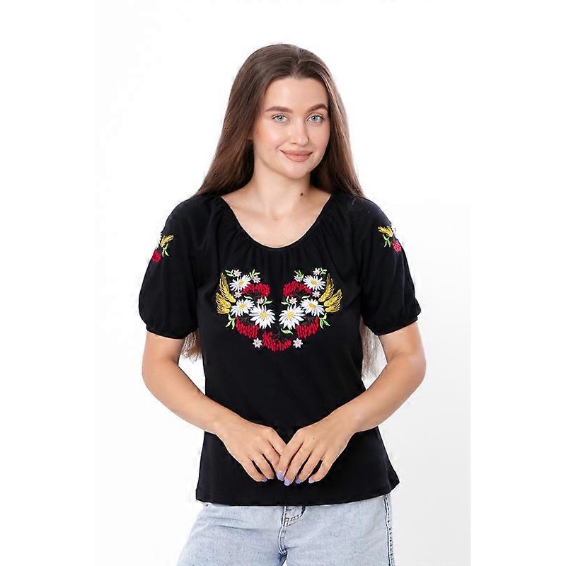 Womens Vyshyvanka Blouse  Short Sleeve, Soft Interlock & Casual Style, Summer,  HC 8604-015-22-1
