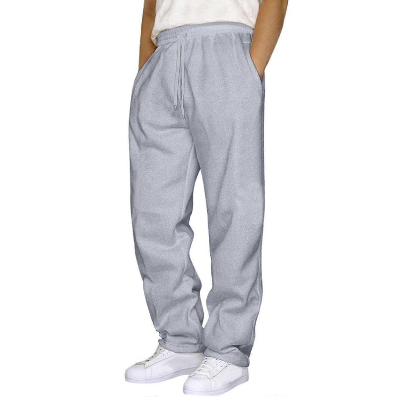 Men’s Trousers, One Colour, MultiLayer Pocket, Work Trousers, Elastic Waist Jogging Bottoms, Straight Leg Sweatpants, Gy1