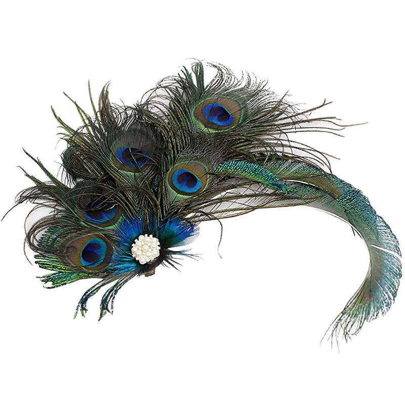 Pavuskusu Feather Cold Clip For Women One Size Retro Wedding Carnival Party Hair Accessory