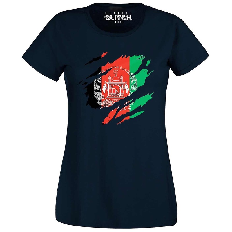 Reality Glitch Torn Afghanistan Flag Womens T-shirt