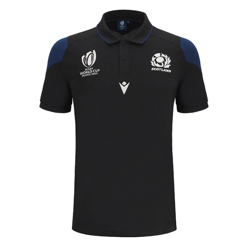Scotland RWC 2023 Rugby Travel Polo Shirt (Black)