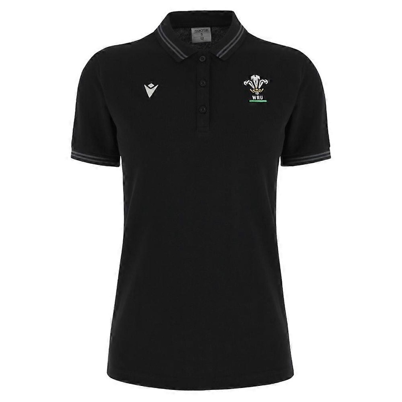 2024-2025 Wales Rugby Travel Polo Shirt (Black) – Womens