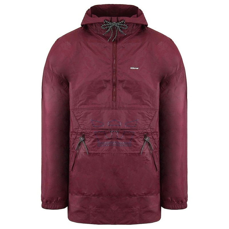 Supra Long Sleeve Pullover Burgundy Mens Old Street Anorak Jacket 102549 554