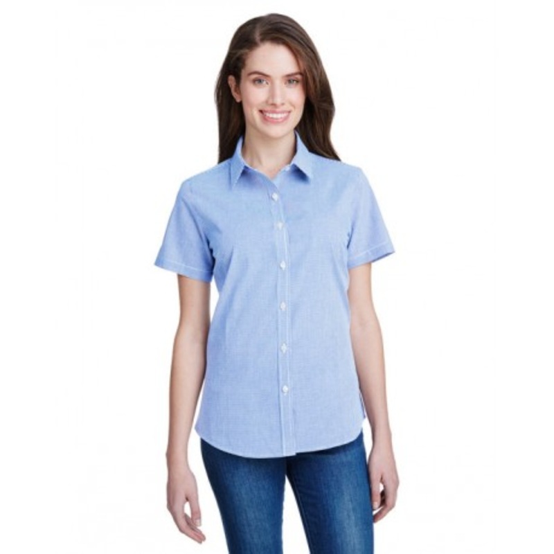Artisan Collection by Reprime RP321 Ladies’ Microcheck Gingham Short-Sleeve Cotton Shirt | Artisan Collection by Reprime RP321
