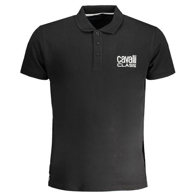 Cavalli Class Bold Logo Black Polo Shirt