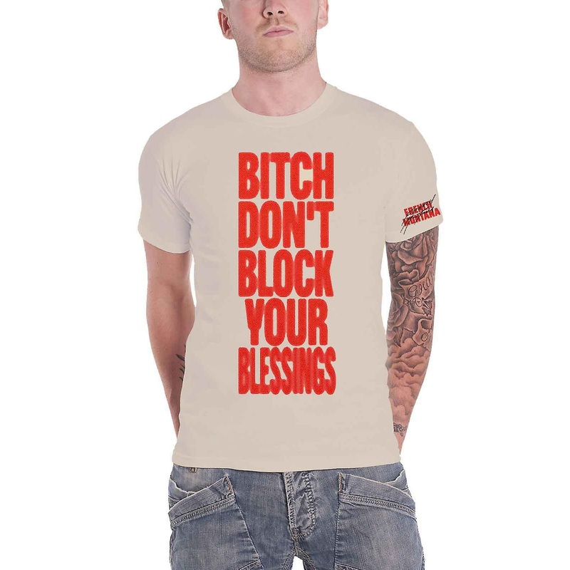 French Montana T Shirt Dont Block Your Blessings Logo Official Mens Natural