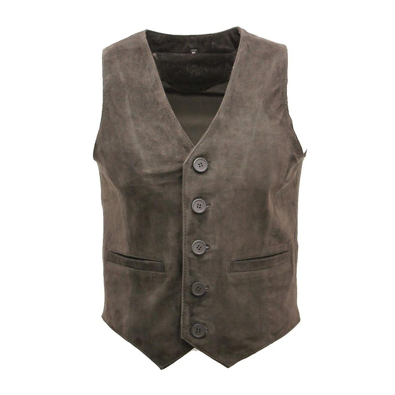 Men’s Suede Brown Leather Waistcoat