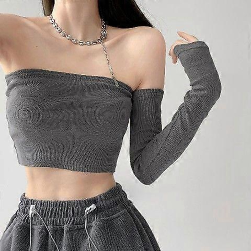 Sexy Women Summer Skinny Crop  Harajuku Removable Sleeve Feminine Hip-hop Hot Girls Club Party Jazz