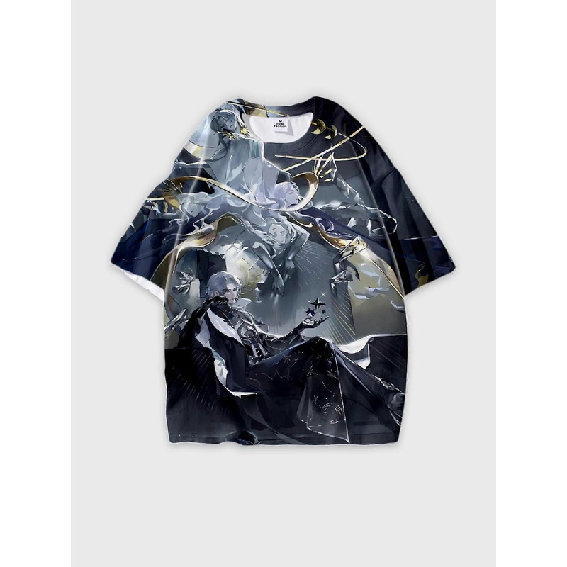 T-Shirt Round Neck, Loose Short Sleeve Onmyoji Graphic Tee, Unisex Summer Casual Top V1471