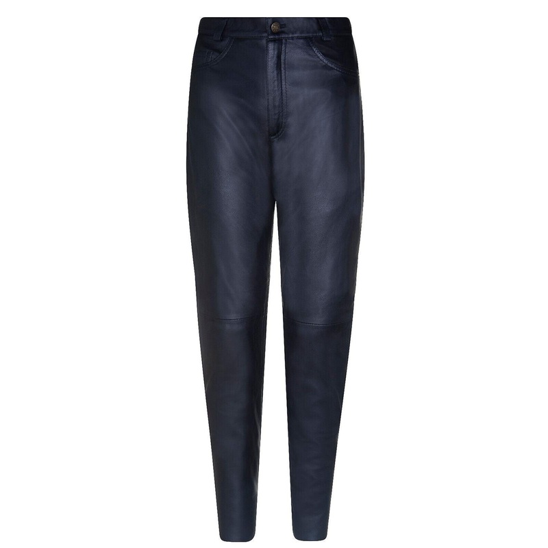 Womens Black ‘501’ Nappa Biker Leather Trouser