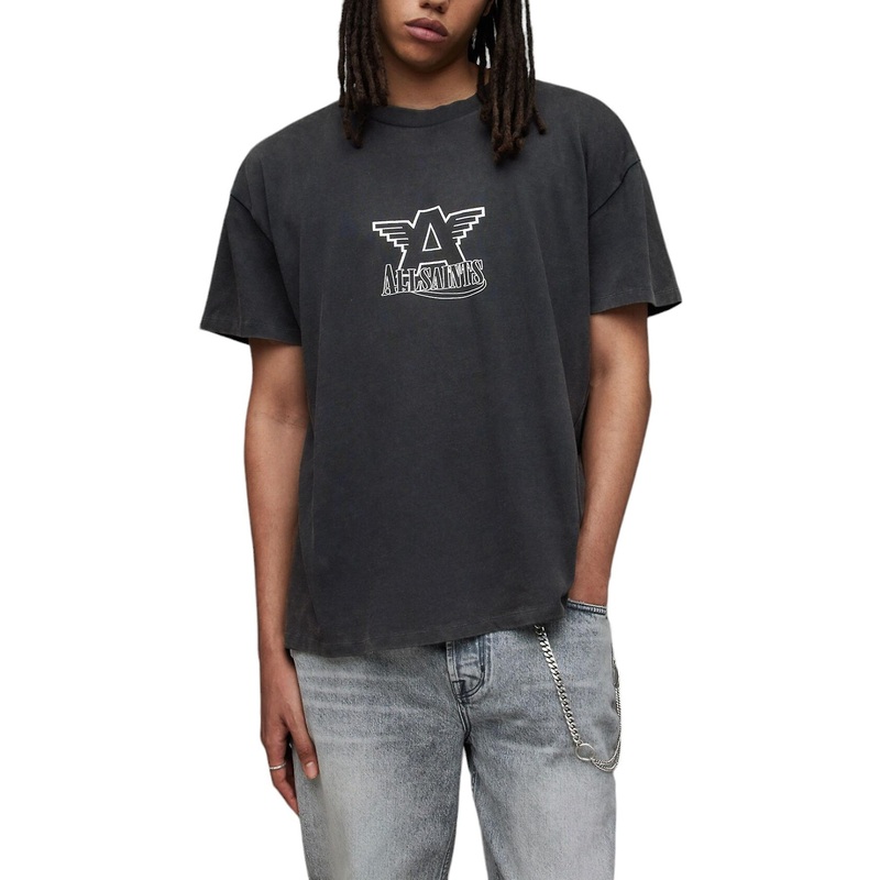 All Saints Mens T Shirts Match Biker Print Relax Fit Crew Neck Short Sleeve Tee