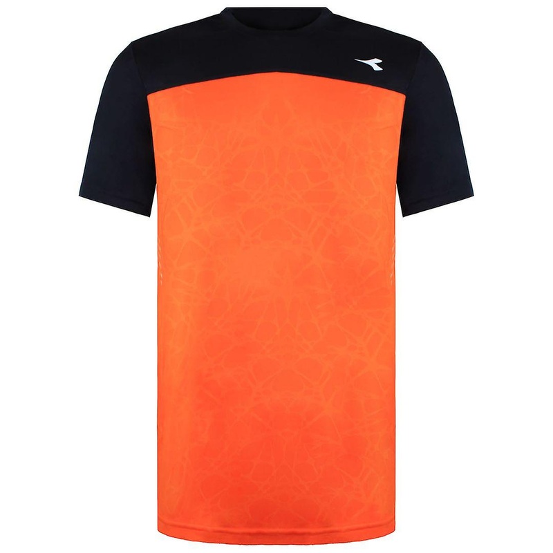 Diadora Short Sleeve Round Neck Vermillion Orange Mens T-Shirt 40052