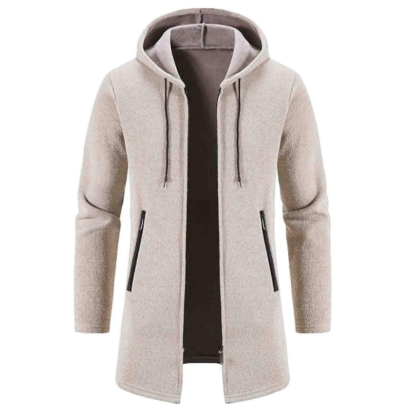 Men’s Knitted Hooded ZipUp Winter Coat Fleece Jacket Gray 3XL