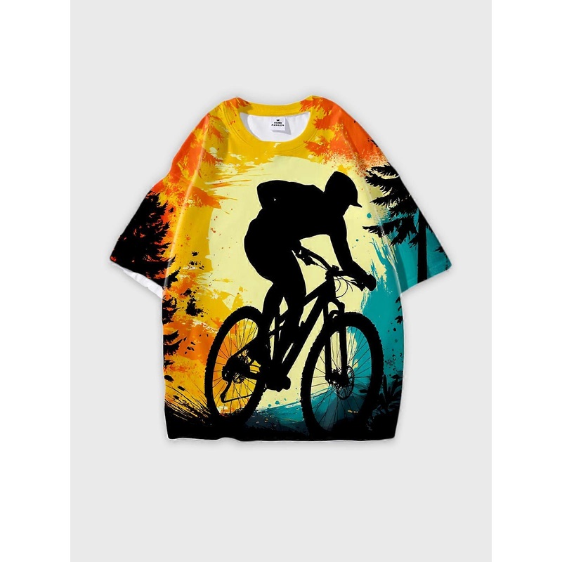 T-Shirt Round Neck, Loose Short Sleeve Pattern Graphic Tee, Unisex Summer Casual Top V3104