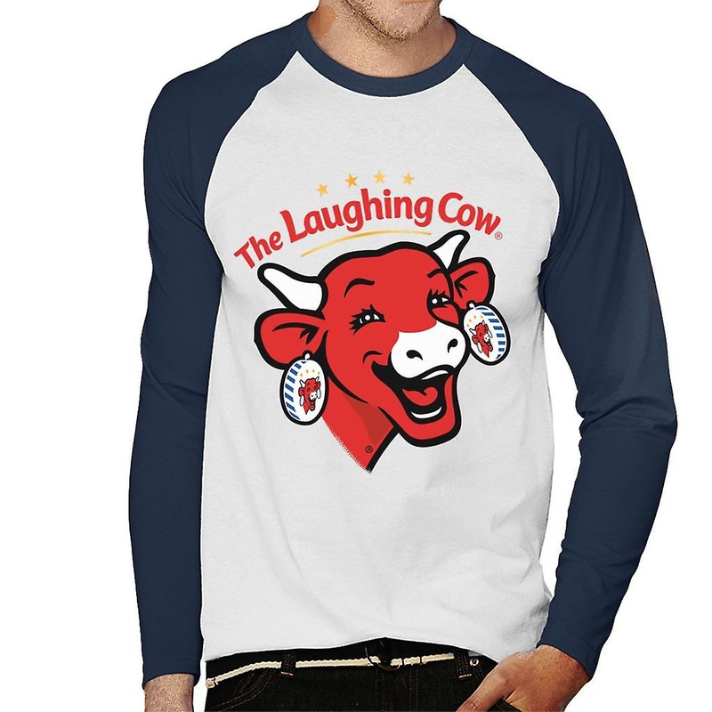 The Laughing Cow Contemporary Logo Men’s Baseball Long Sleeved T-Shirt