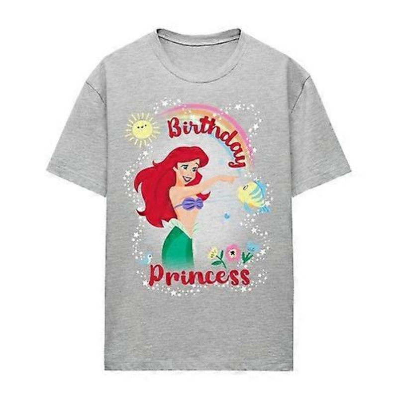 The Little Mermaid Womens/Ladies Birthday Princess Ariel & Flounder Heather T-Shirt