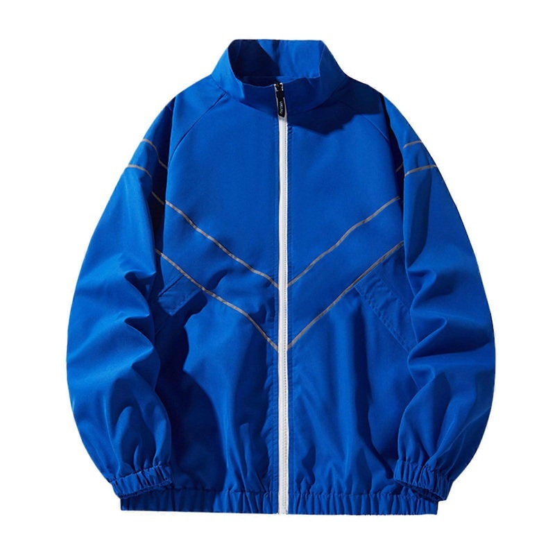 Winter Jacket Men’s Thick Cotton Quilted Zip Bomber Coat with Pockets Outdoor Windbreaker Casual Sweatshirt Blue XL