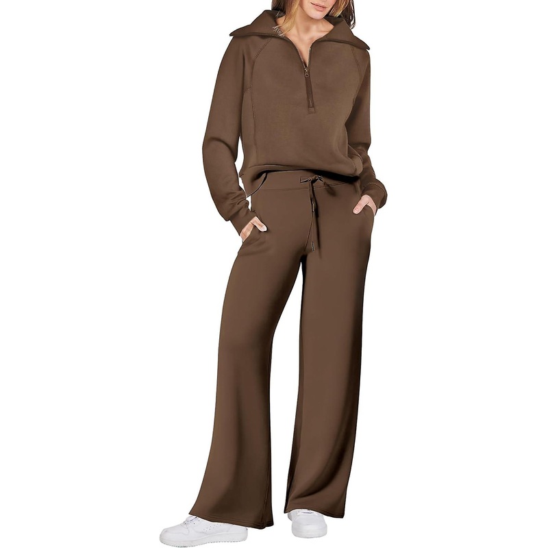 Women’s 2 Piece Oversized Half Zip Sweatsuit Set – Fall Lounge Tracksuit For Fashionable Comfort
