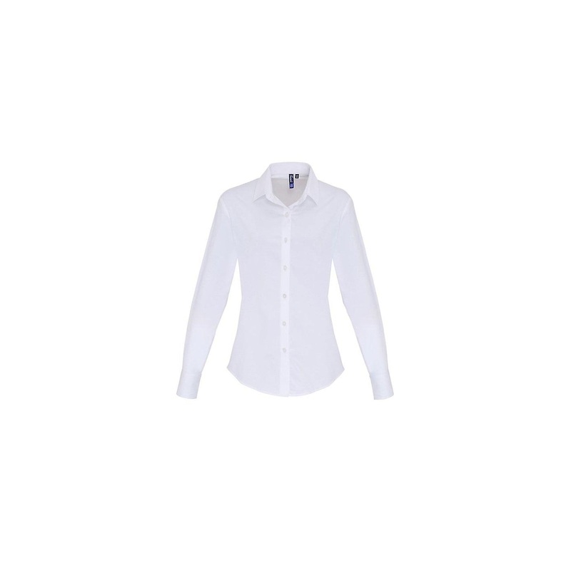 Women’s Premier Womens Stretch Fit Cotton Poplin Long Sleeve Blouse PR344