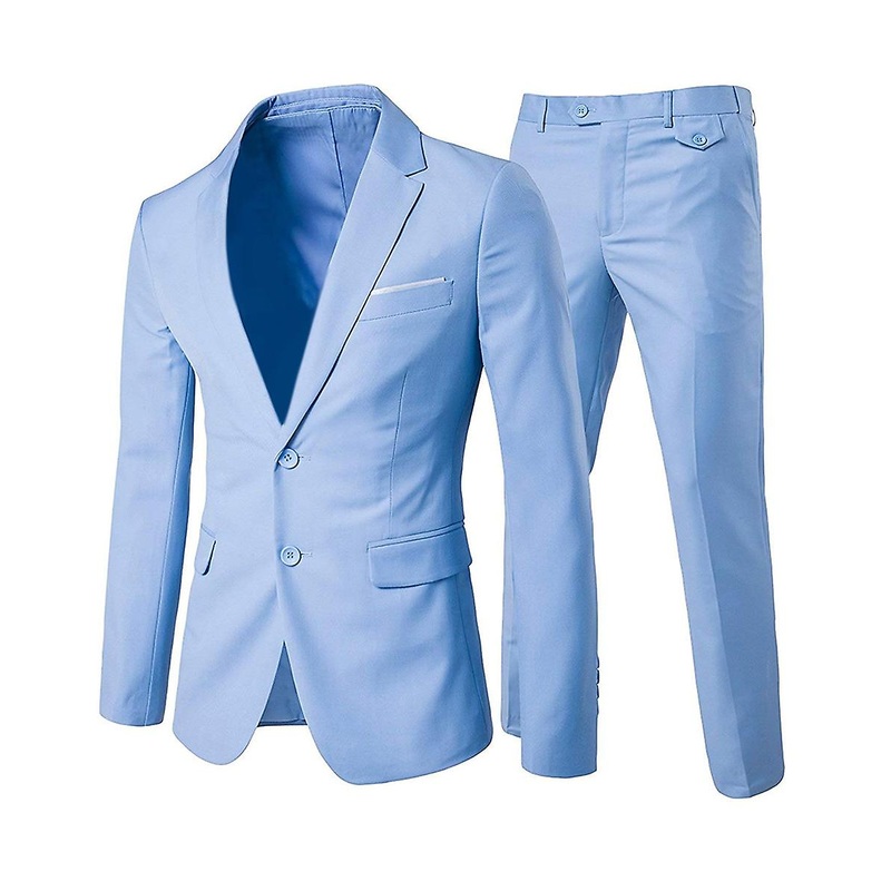 Cloudstyle Men’s 2 Piece Business Casual 2 Button Solid Color Suit Set