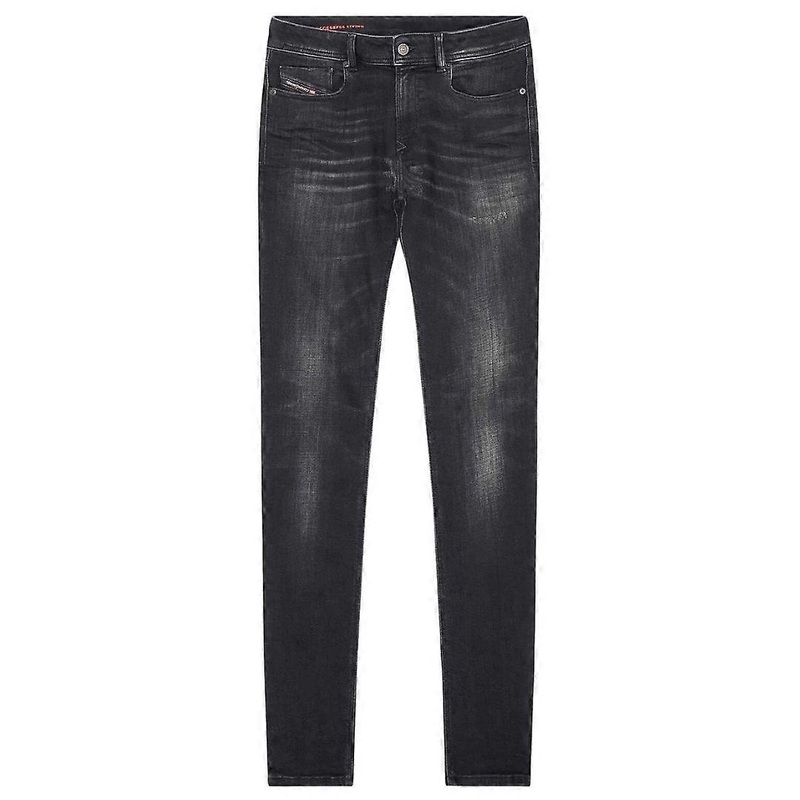 Diesel Sleenker Destroyed Reinforced Denim Black Skinny Jeans