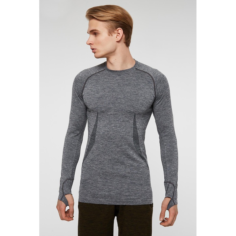 Jerf Mens Maine Grey Long Sleeves Seamless Tee Shirt