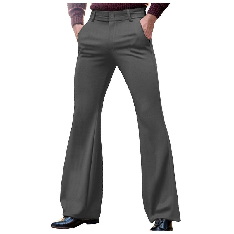 Men’s Flared Trousers Large Sizes Plain Casual Comfortable Regular Fit Fashionable Dark Gray 3XL
