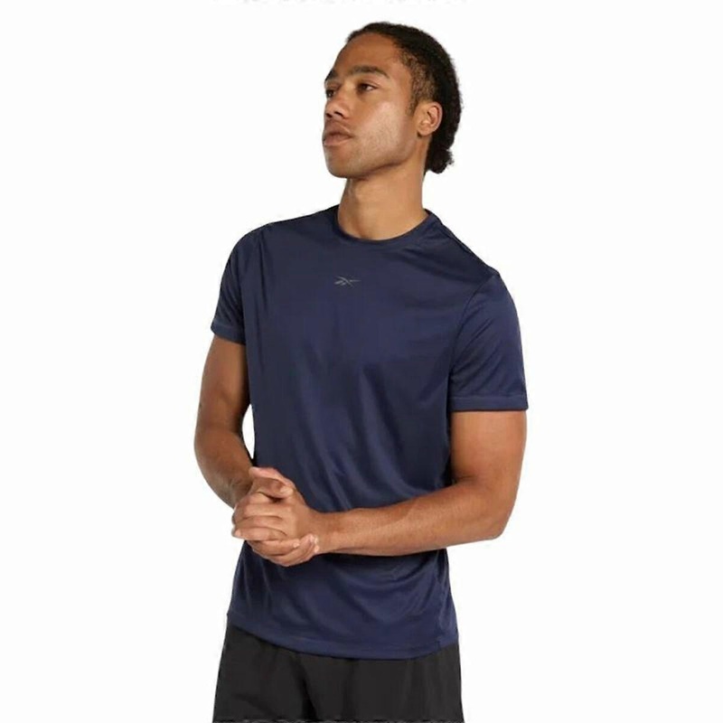 Mens Short Sleeve T-Shirt Reebok Id Train Ss Tech Navy Blue
