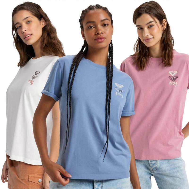 Roxy Womens Noon Ocean Art Short Sleeve Cotton T-Shirt
