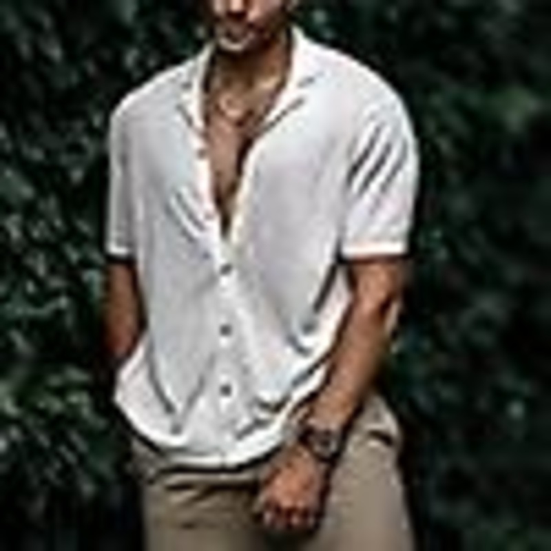 Summer Mens Shirts Tops Short Sleeve Casual Loose Buttons T-shirt Soft Blouse