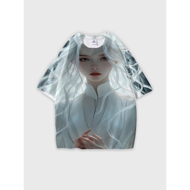 T-Shirt Round Neck, Loose Short Sleeve Pattern Graphic Tee, Unisex Summer Casual Top V2457