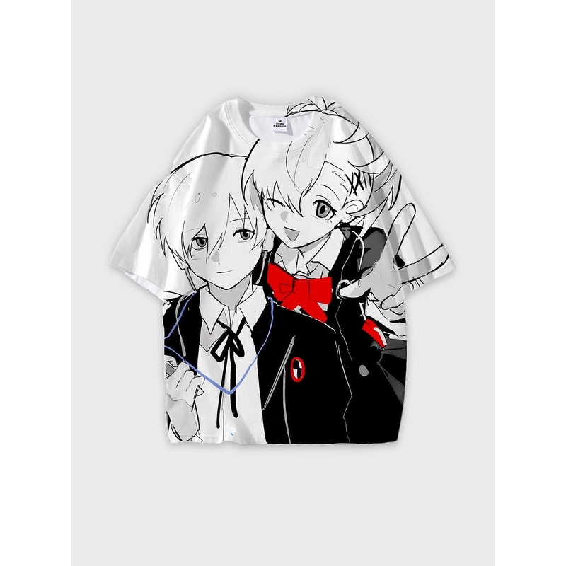 T-Shirt Round Neck, Loose Short Sleeve PERSONA Graphic Tee, Unisex Summer Casual Top V3759