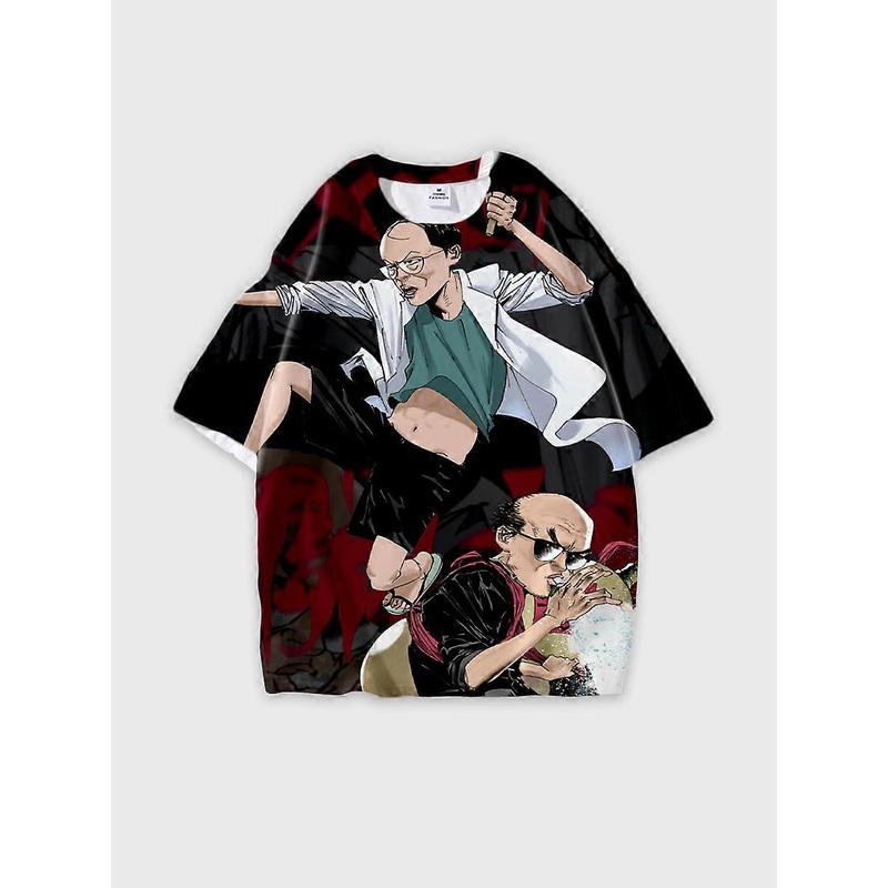 T-shirt round neck Role Pattern loose short sleeve E3666