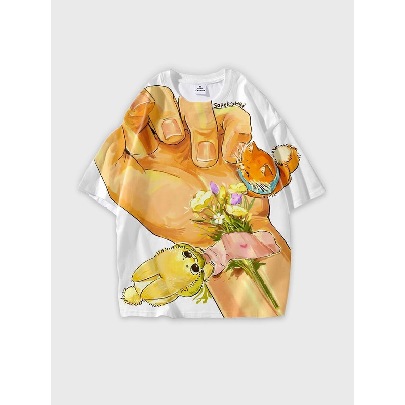 T-Shirt Short Sleeve Round Neck, Summer Casual Loose Graphic Tee, Unisex Pattern W3047